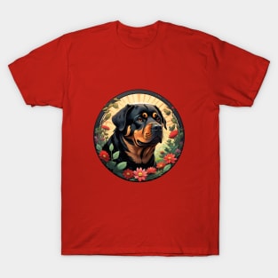 Rottweiler Flower Sunrise T-Shirt